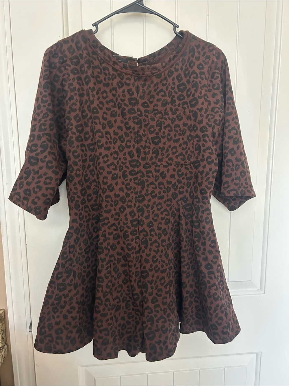 Leopard Print Peplum Jumpsuit Romper in Brown
